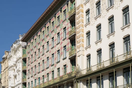 Architecture Otto Wagner,house on the left Wienzeile in Art Nouveau style