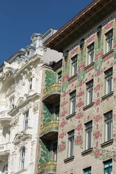 Architecture Otto Wagner,house on the left Wienzeile in Art Nouveau style