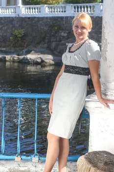 The image of the nice girl with column