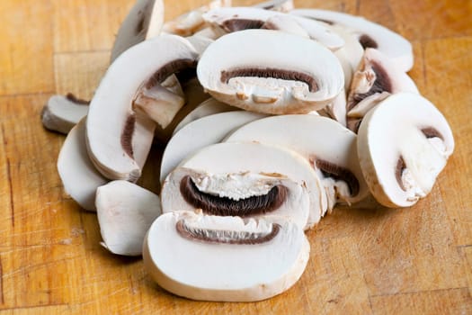 Detail of the edible mushroom - button mushroom - champignon