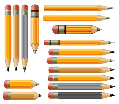 illustration of the various pencils