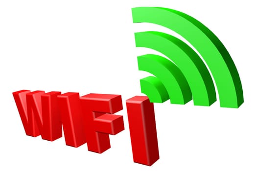 wifiThree dimensional text with excellent concept green signal