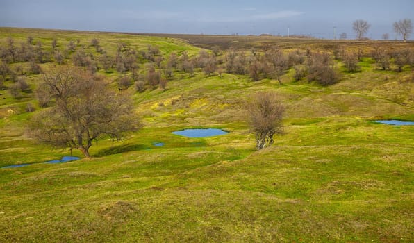 Spring landscape near Vama village, Iasi county, Romania.