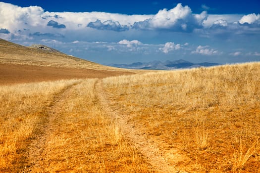 Fall landscape in Priopcea Pass, Macin Mountains, Dobrogea, Romania.