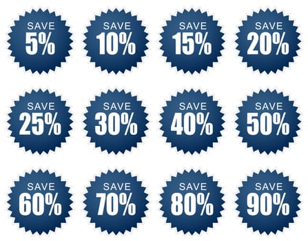 Discount Stickers - Blue