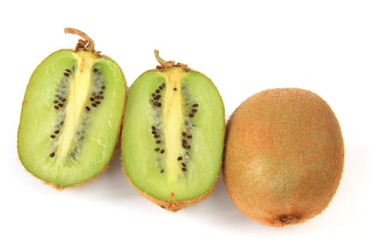 Kiwifruit (Actinidia deliciosa),isolated against white background