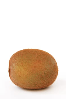 A kiwi fruit (Actinidia deliciosa),isolated against a white background