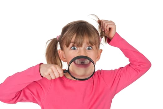Girl shows gap between her teeth