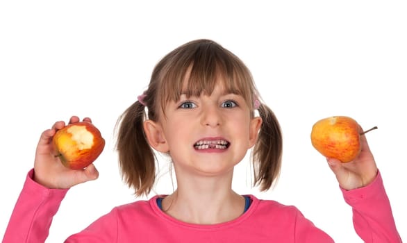 Girl eats apples