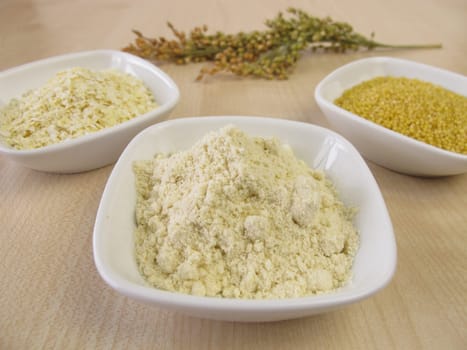Millet grains,millet flakes and millet flour