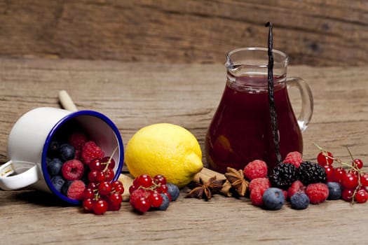 Fresh ingredients for a traditional berry groats