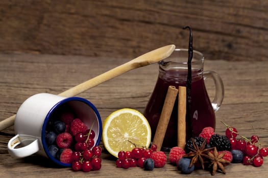Fresh ingredients for a traditional berry groats
