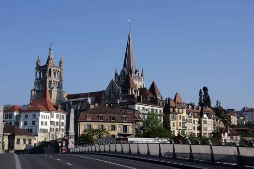City landscape of Lausanne - cities in the west of Switzerland