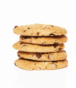 Small stack of cookies against white background