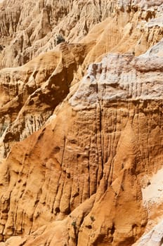 Sandstone cliffs detail in Gale beach, Comporta , Portugal