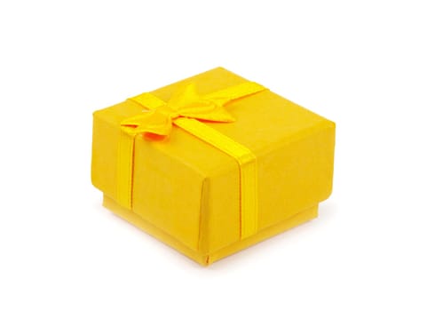 Christmas box gifts with satin bow isolated on white background