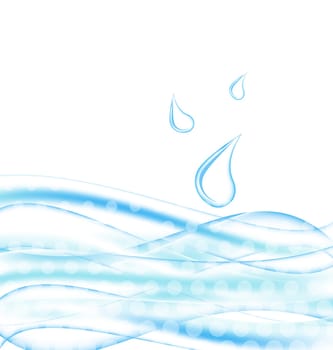 Illustration abstract water background with drops - vector