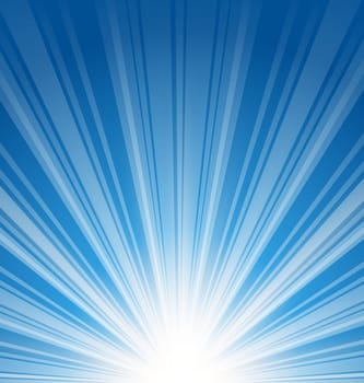 Illustration abstract blue background with sunbeam - vector