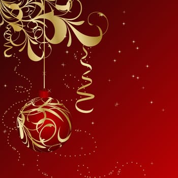 elegant christmas floral background with balls. Vector