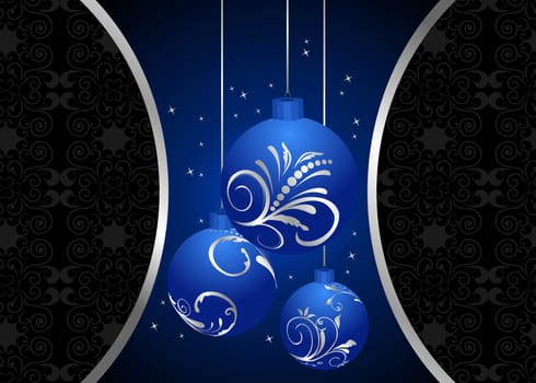 Illustration christmas background with set balls - vector