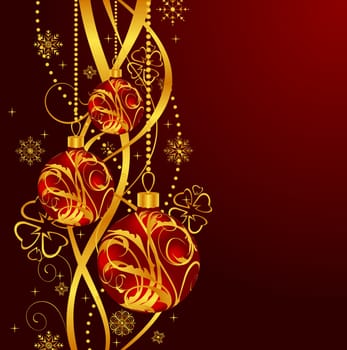 Illustration Christmas background with set balls - vector