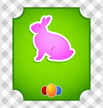 Illustration Easter card with colorful rabbit and eggs - vector