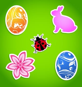 Illustration set of Easter colorful elements - vector