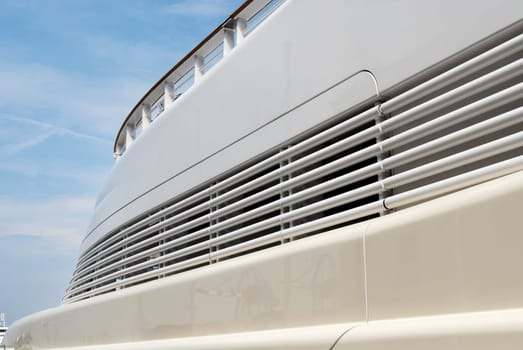 detail of the hull of a yacht in Genoa