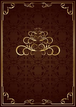 Christmas ornate frame with abstract pine. Vector
