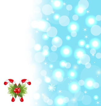 Illustration Christmas cute wallpaper with sparkle, snowflakes, sweet cane - vector
