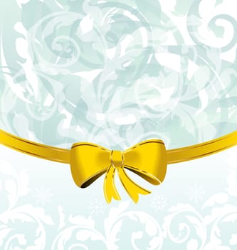 Illustration Christmas floral packing or background with bow - vector