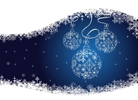 Illustration christmas background with balls made of snowflakes - vector