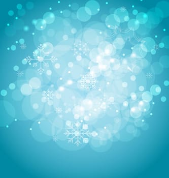 Illustration Christmas abstract background with snowflakes - vector