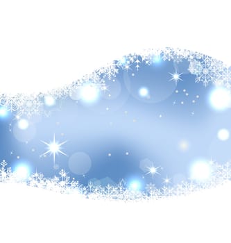 Illustration Christmas cute wallpaper with sparkle, snowflakes, stars - vector