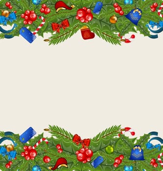 Illustration Christmas elegance background with holiday decoration - vector
