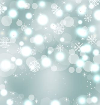 Illustration Christmas cute wallpaper with sparkle, snowflakes, stars - vector