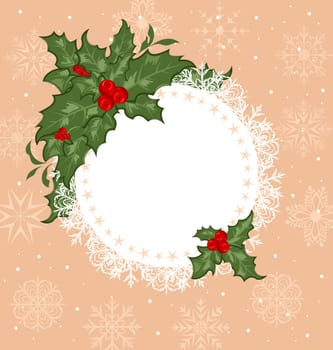 Illustration Christmas celebration card with branch - vector