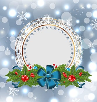 Illustration Christmas holiday decoration with greeting card - vector