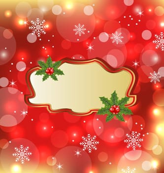 Illustration template frame with mistletoe for design christmas card - vector