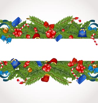 Illustration Christmas elegance card with holiday decoration - vector