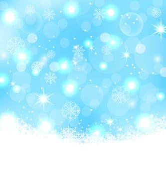 Illustration Christmas abstract background with snowflakes, stars - vector