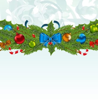 Illustration Christmas background with holiday decoration - vector