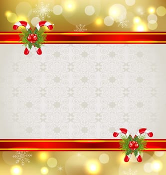 Illustration Christmas background with holiday decoration - vector