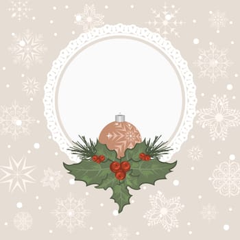 Illustration Christmas card with branch and ball - vector
