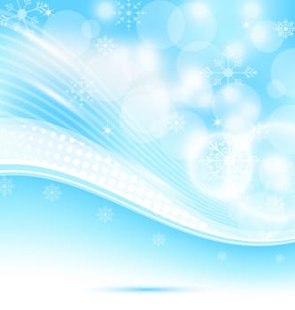 Illustration Christmas wavy background with snowflakes - vector