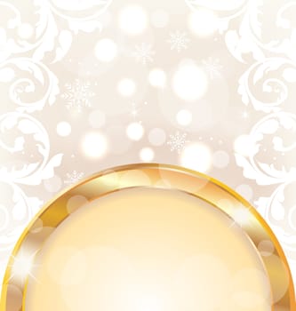 Illustration Christmas glowing background, holiday design elements - vector
