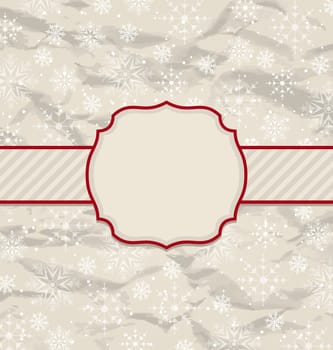 Illustration old vintage invitation with snowflakes - vector