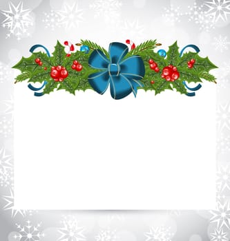 Illustration Christmas elegant card with holiday decoration - vector