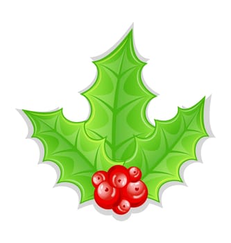 Illustration Christmas decoration holly berry branches isolated on white background - vector