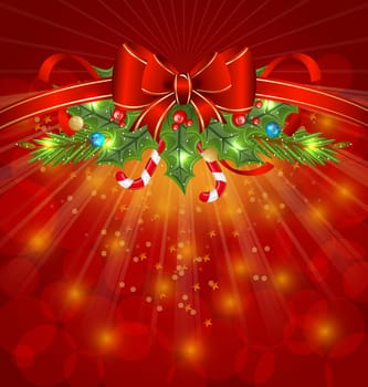 Illustration Christmas glowing packing, ornamental design elements - vector